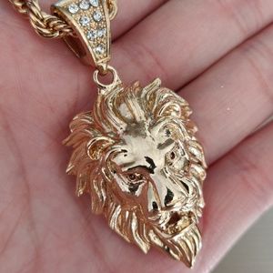 🦁 18K Gold Plated Lion Head Pendant & 30" Rope Chain Necklace 👑 -#10